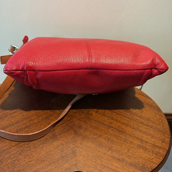 Valentina   Crossbody  shoulder bag, pebbled leather  holiday Red  goldtone HW - Picture 11 of 17